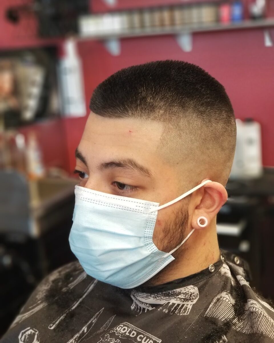 Close-up of a clean high-fade haircut